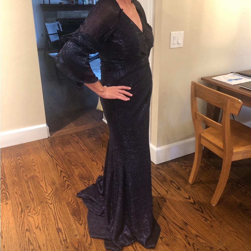 Talbot Runhof Navy Evening Gown, Size 10 - Picture 3 of 8